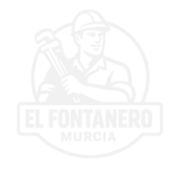 Logo en blanco de El Fontanero Murcia con figura de fontanero sonriendo cogiendo una llave inglesa