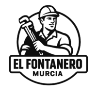 Logo en negro de El Fontanero Murcia con figura de fontanero sonriendo cogiendo una llave inglesa